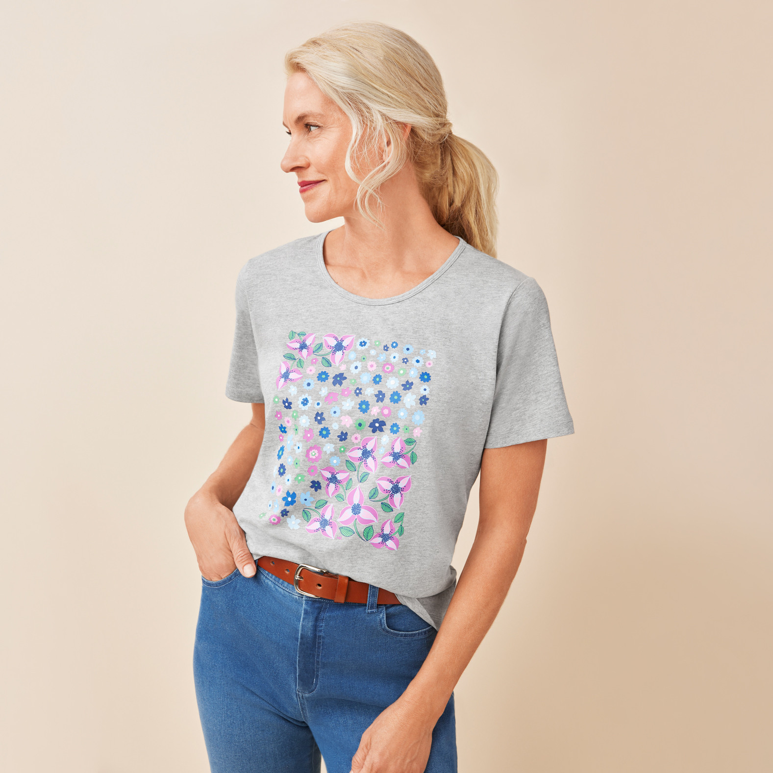 Petite - Floral Square Tee