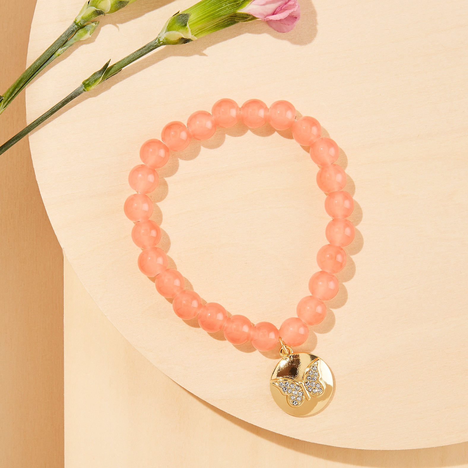 Beaded Bracelet with Butterfly Charm