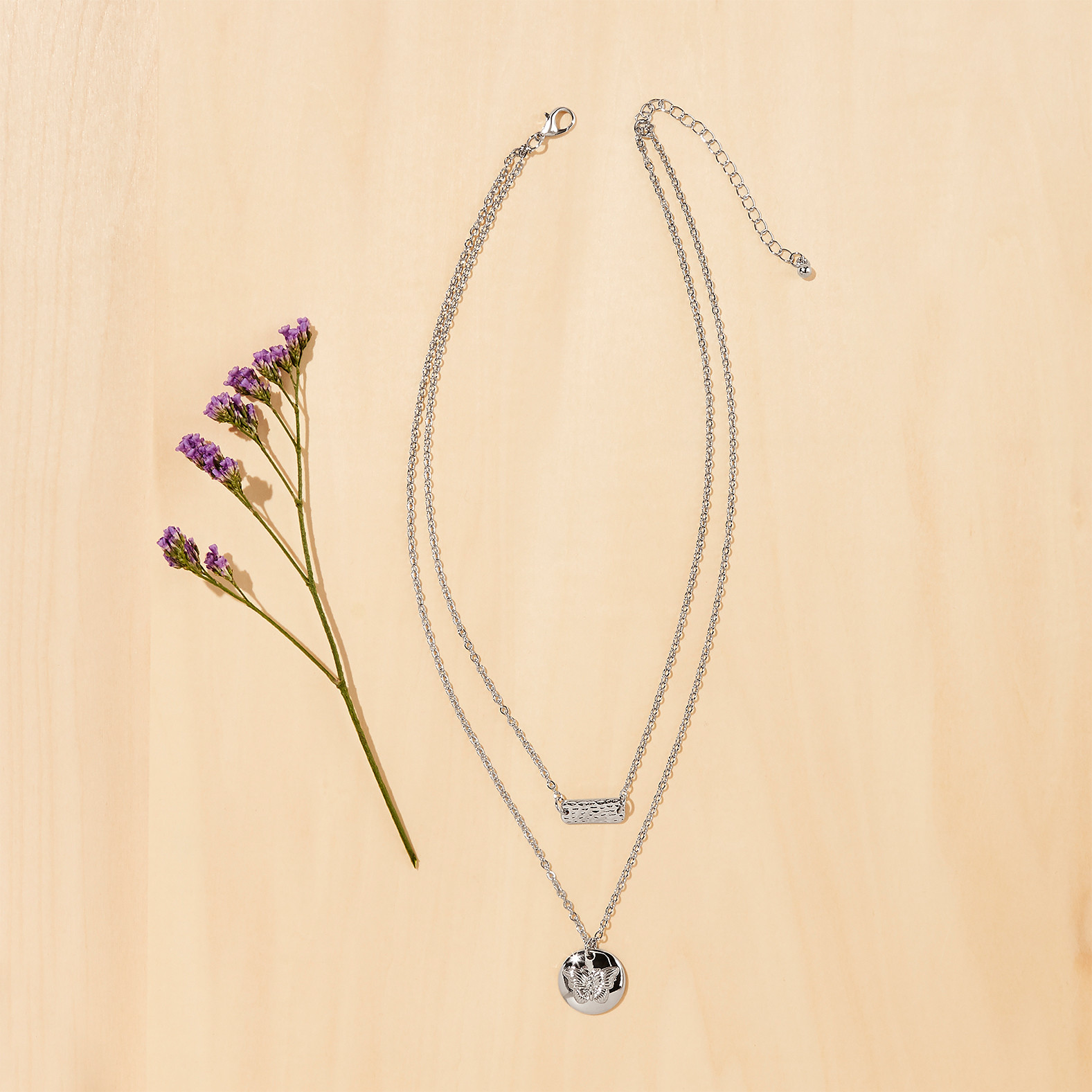 Engraved Butterfly Pendant Necklace