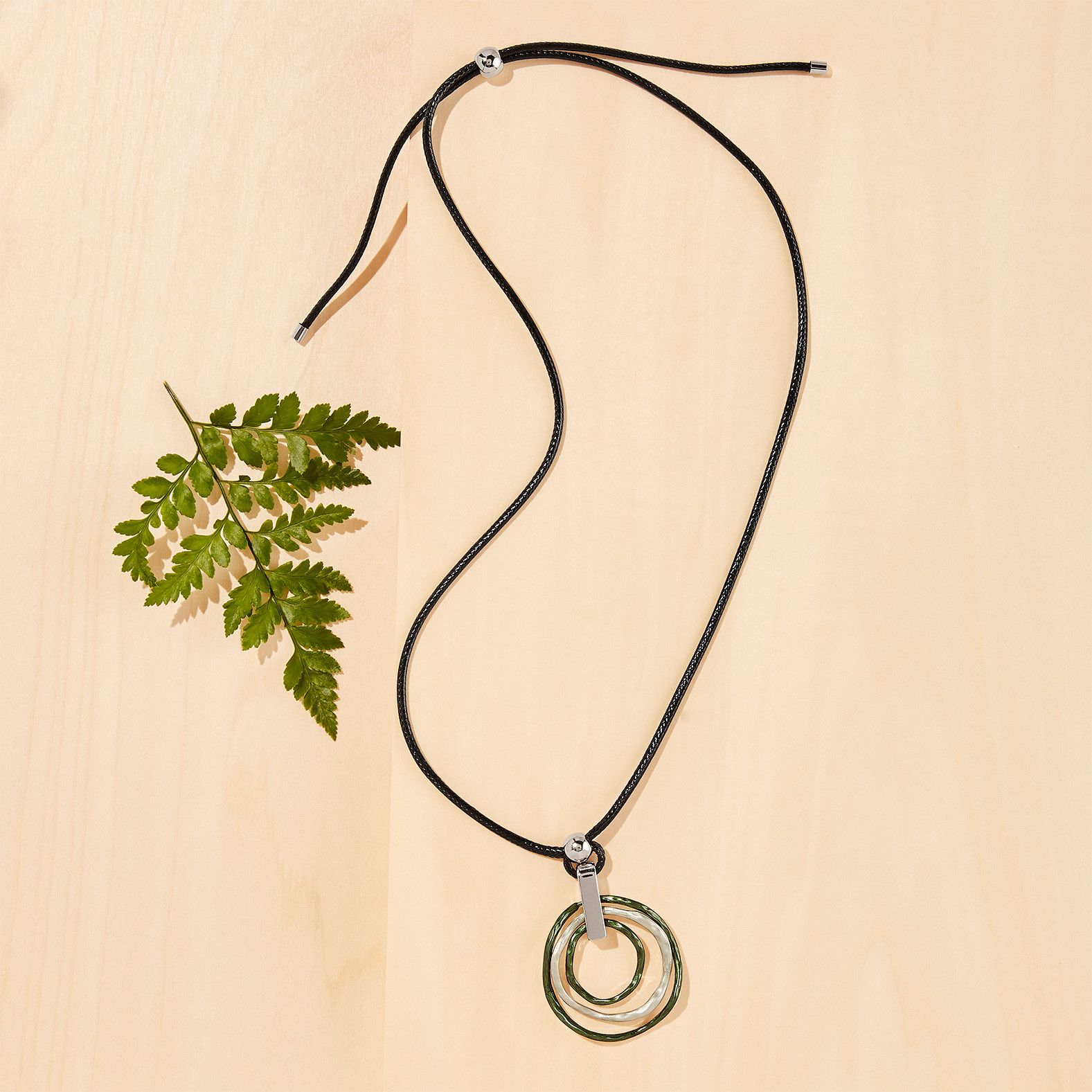 Multi Circle Pendant on Cord Necklace