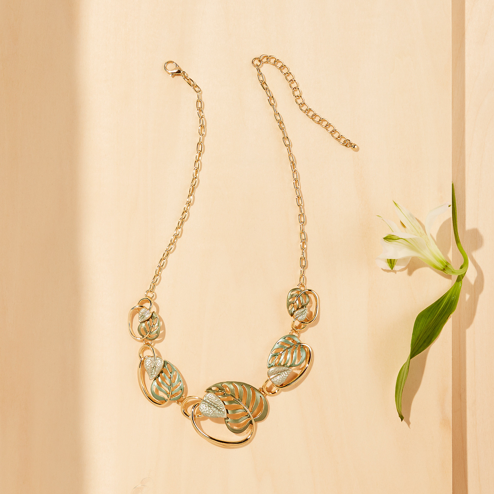 Palm Leaf Bib Necklace