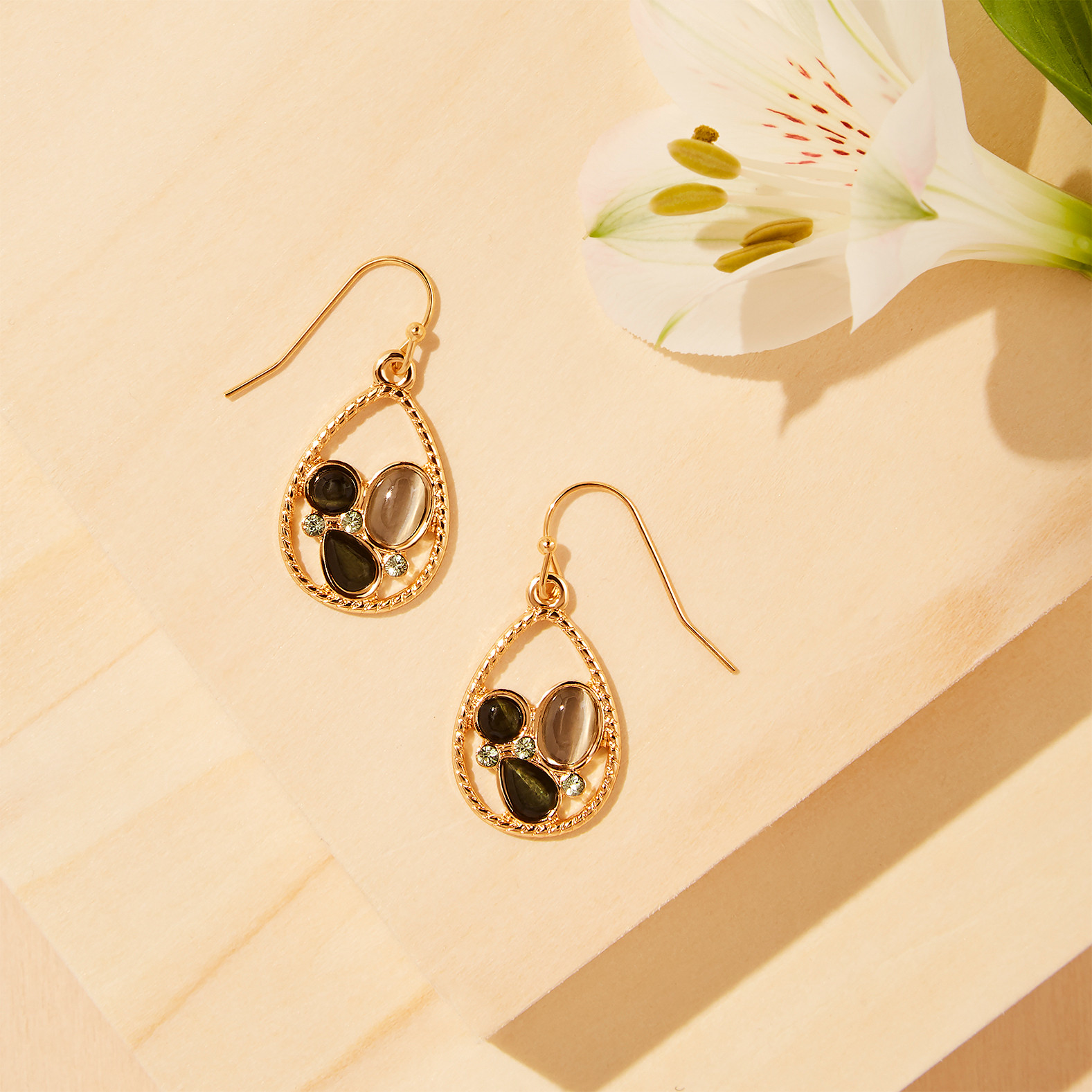 Stone Teardrop Earrings