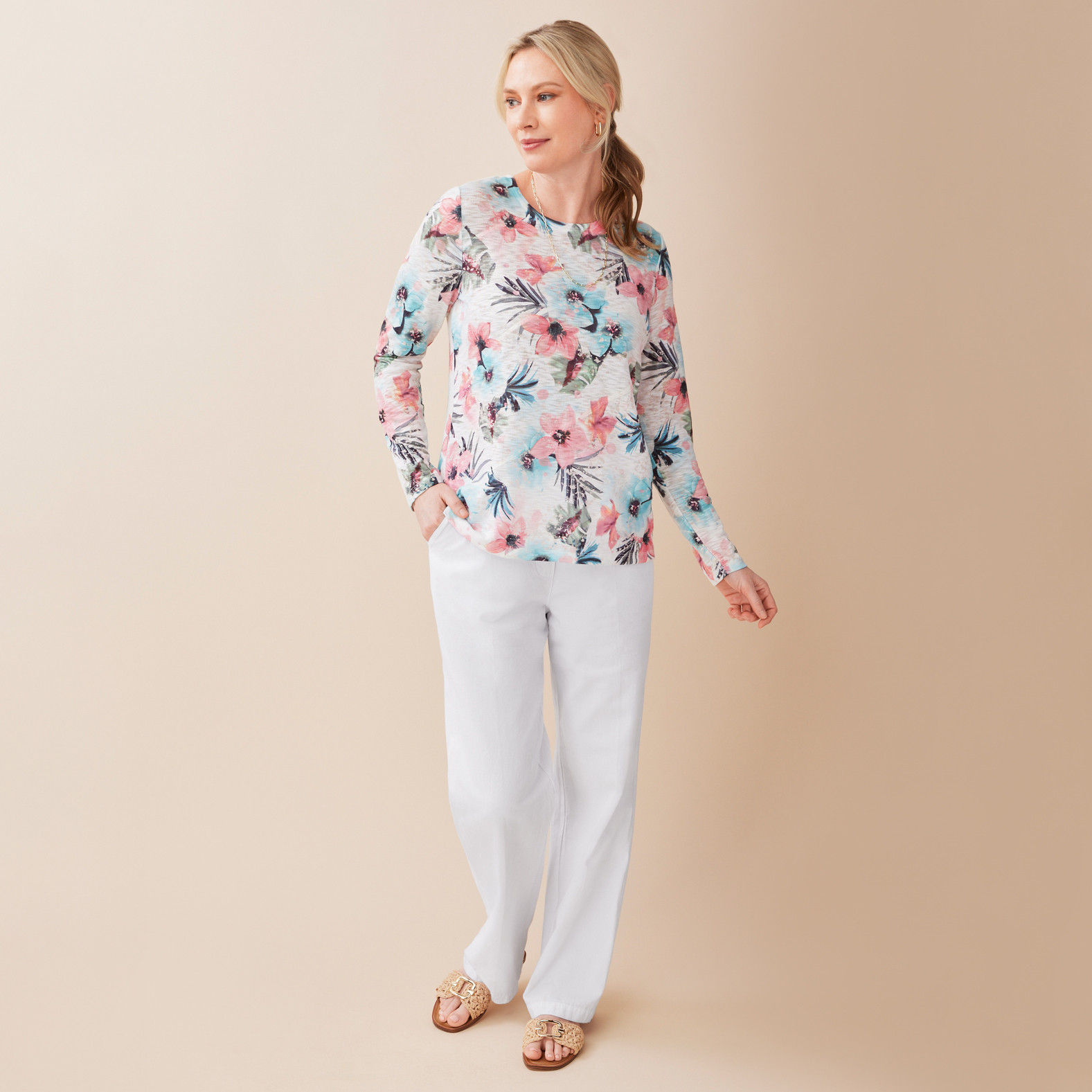 Long Sleeve Floral Sublimation Top Full Body