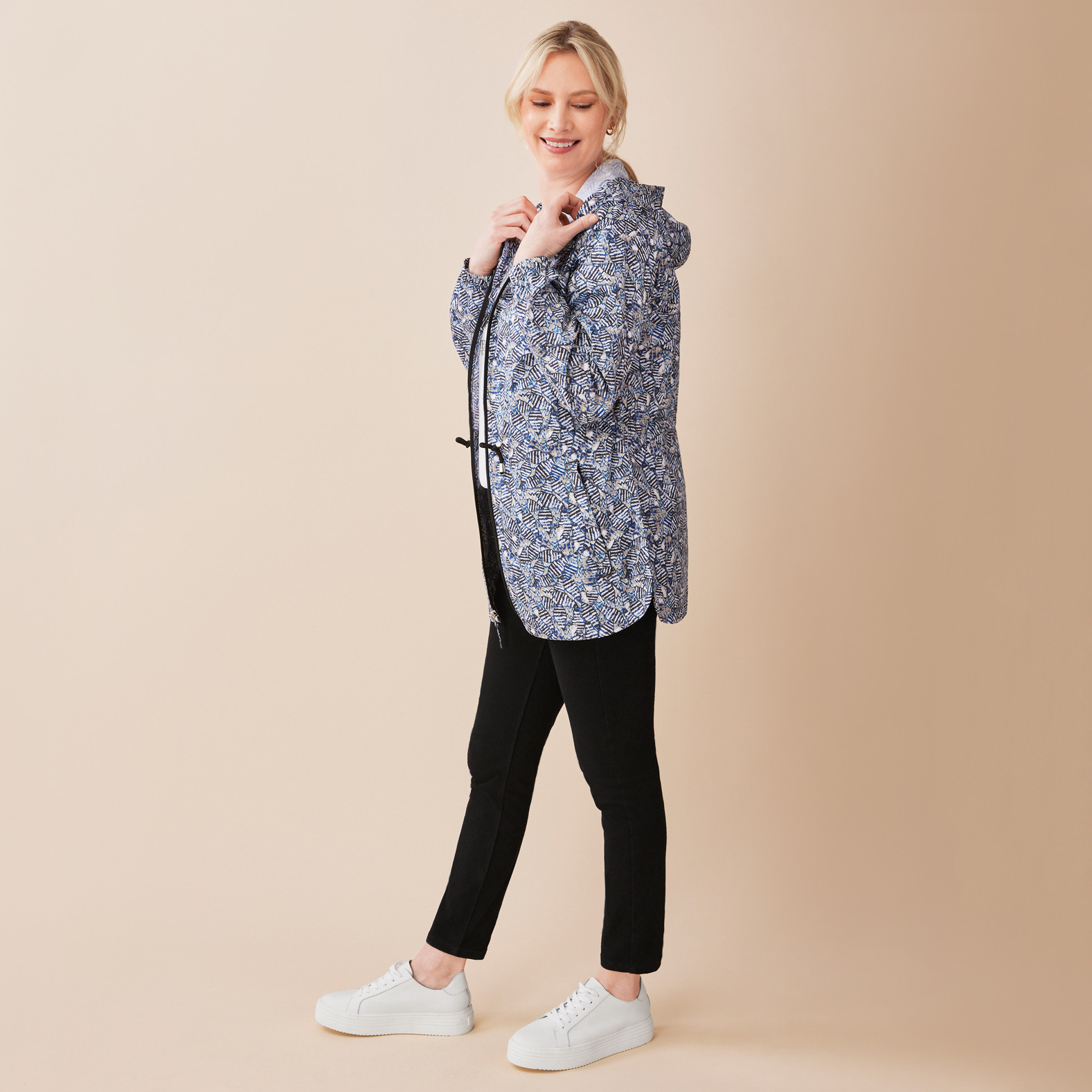 Bloom Print Packable Jacket Side View