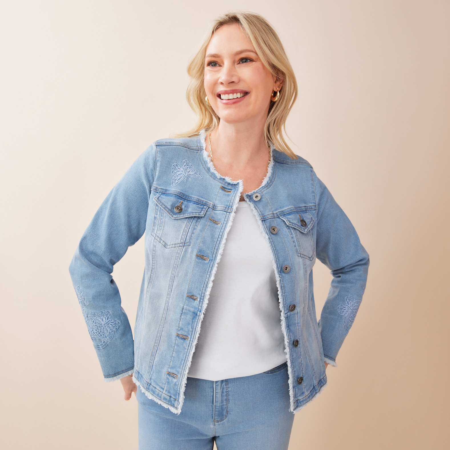 Butterfly Print Denim Jacket