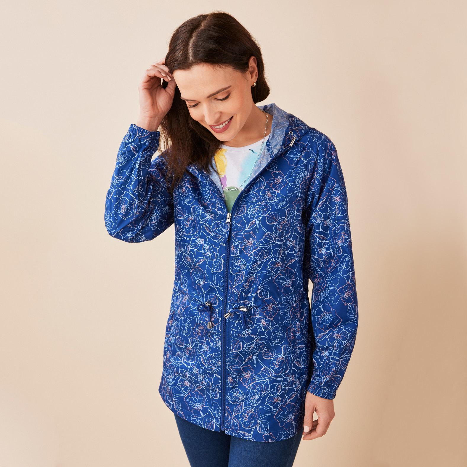 Floral Print Packable Jacket