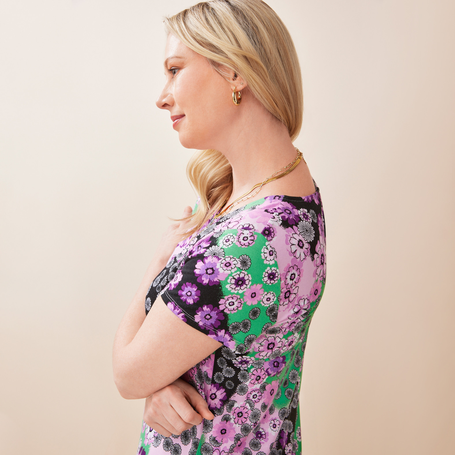 Floral Print Swing Dress Close Up