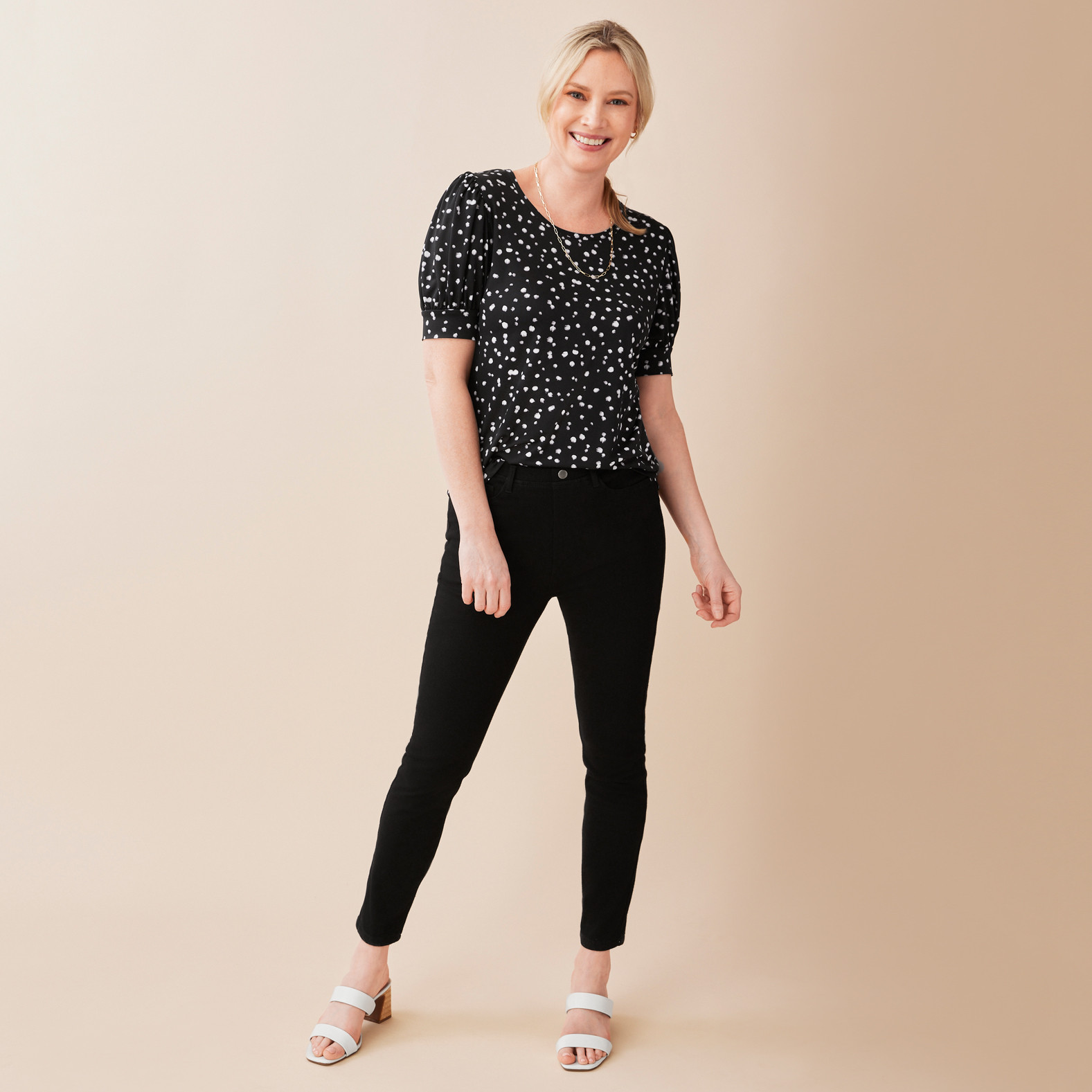 Puffy Sleeve Printed Top Full Body