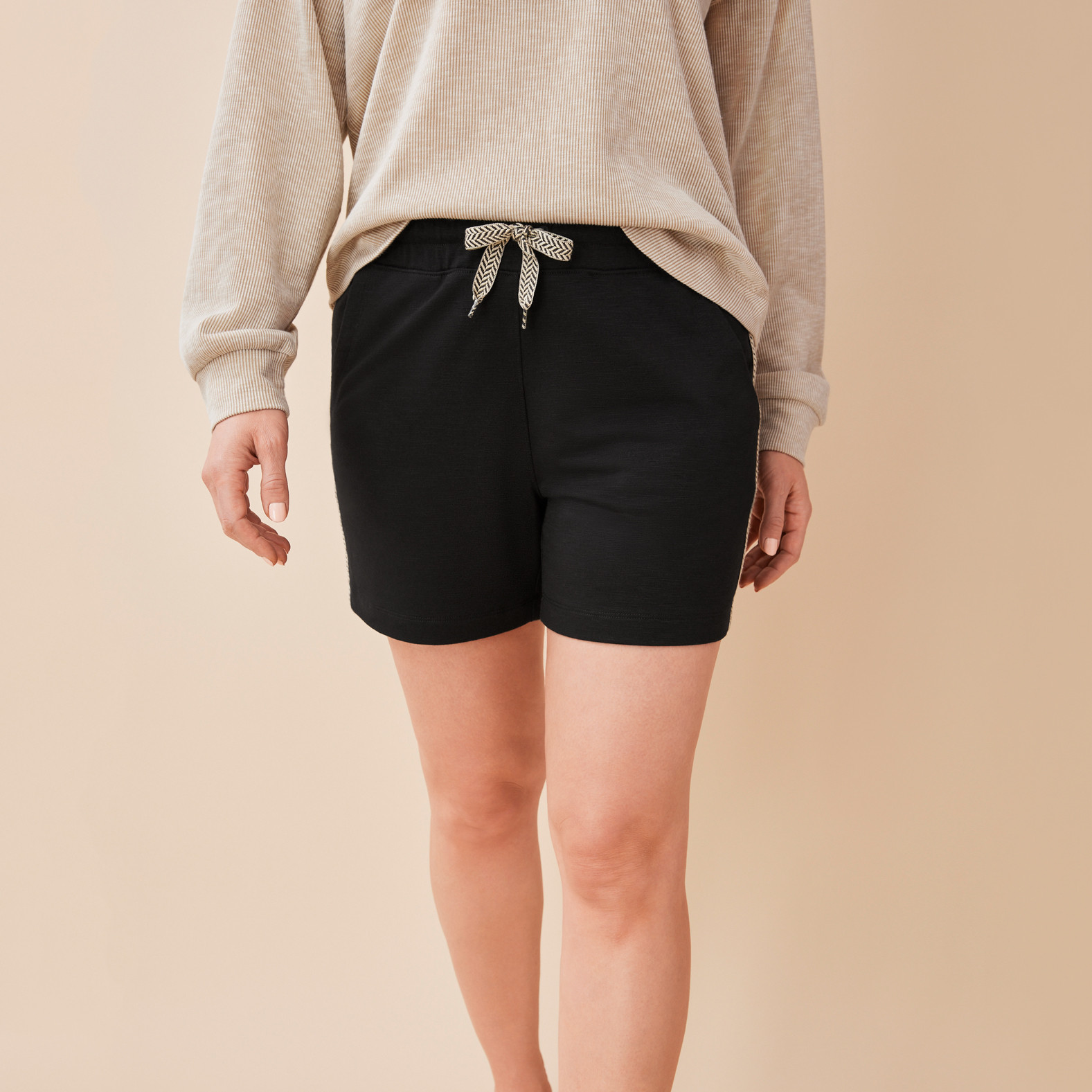Pull On Front Tie Shorts Front View