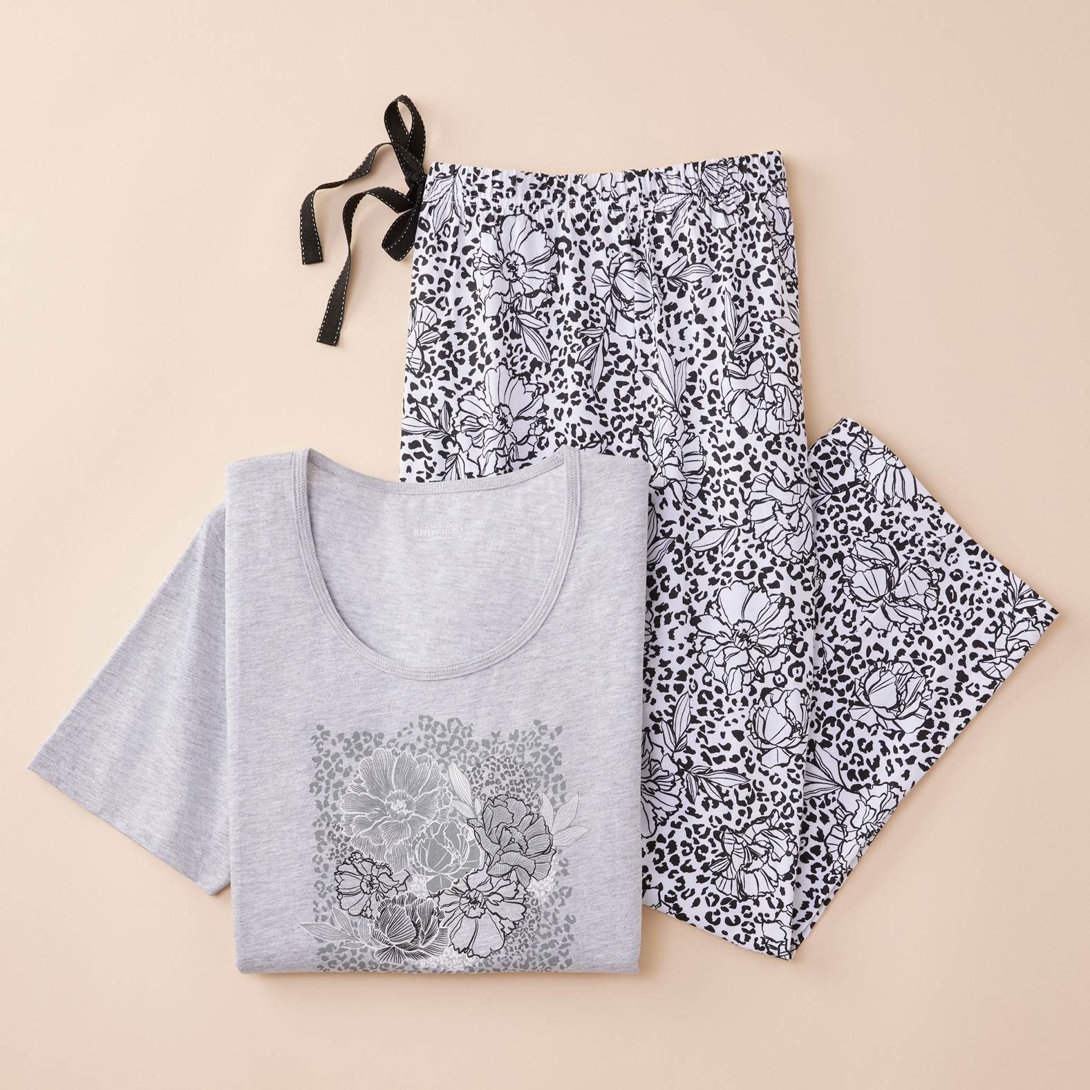 Animal Floral Print Crop Pyjama Set