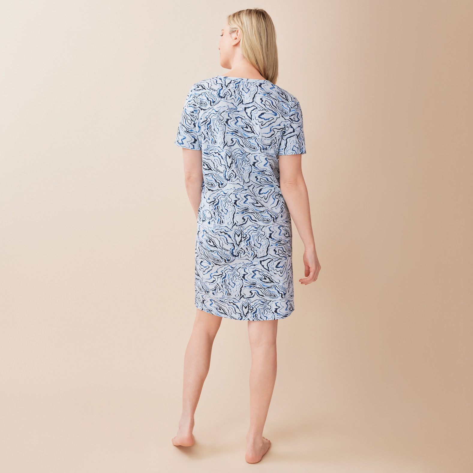 Short Sleeve Marble Print Nightshirt Back View