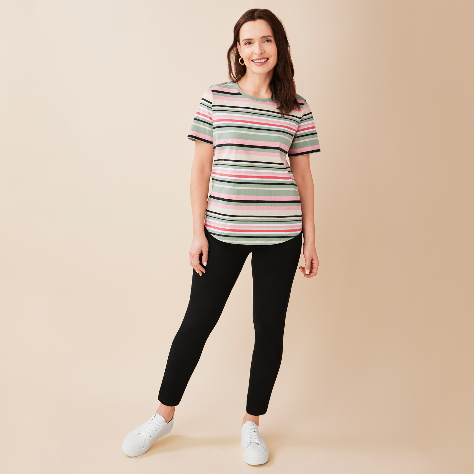 Striped Semi Fit Tee Front View