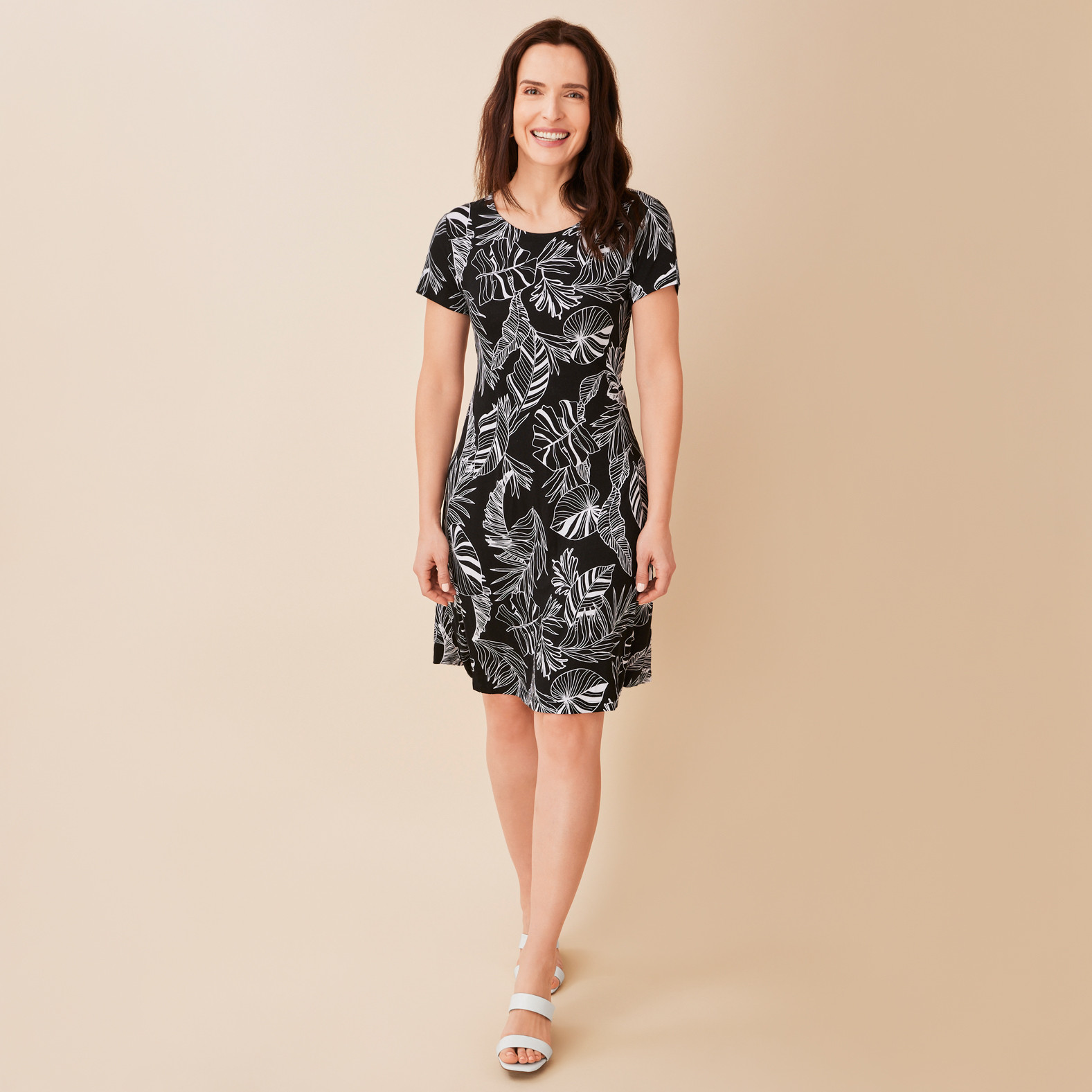 Tropical Print Swing Dress Full Body