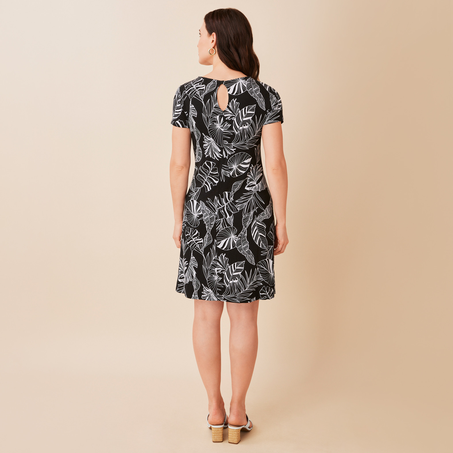 Tropical Print Swing Dress Back View