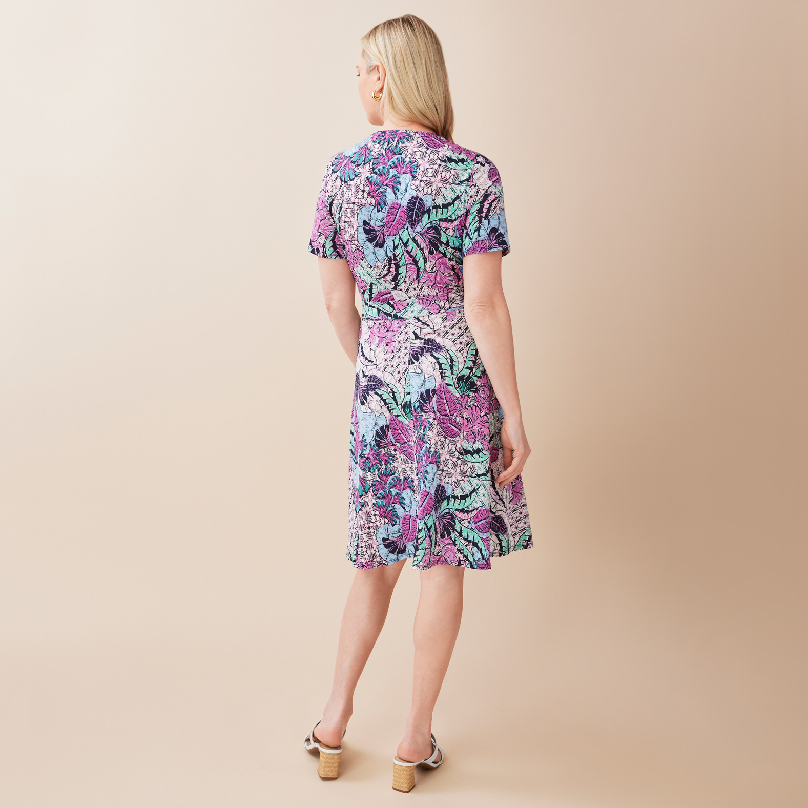 Abstract Floral Wrap Dress Back View
