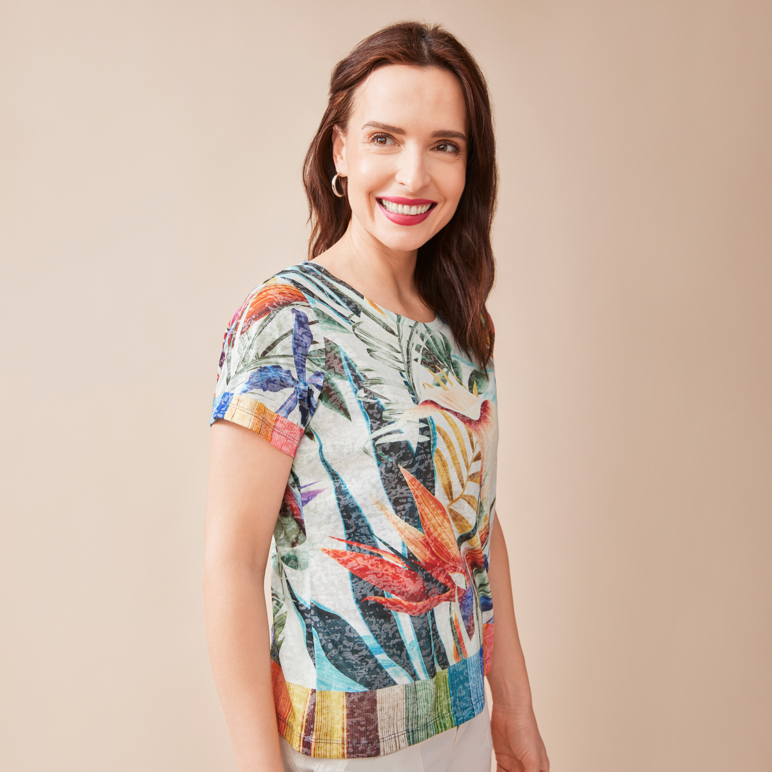 Petite - Sublimation Tropical Top Half Body Top View