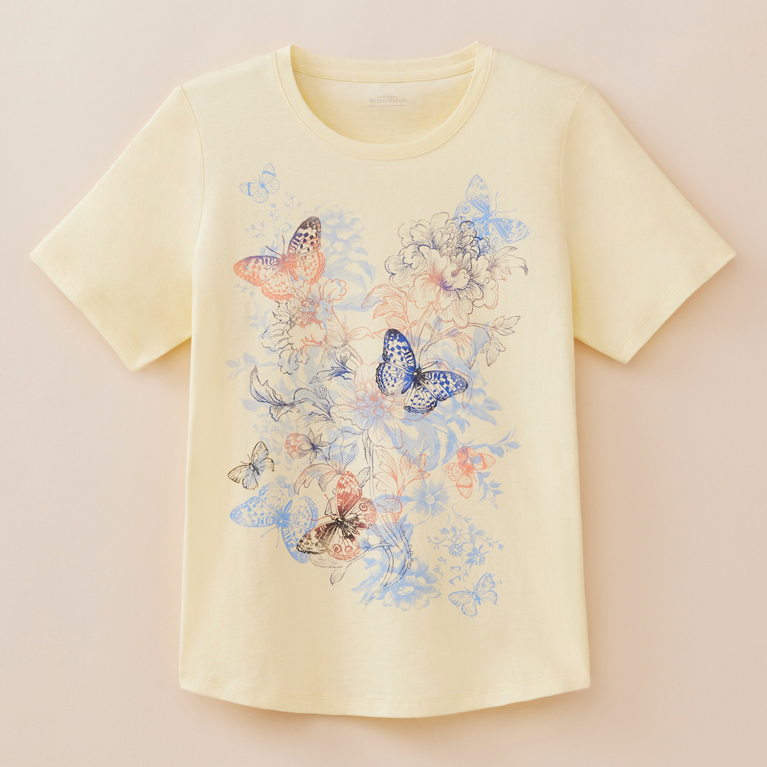 Petite - Semi Fit Butterfly Garden Tee