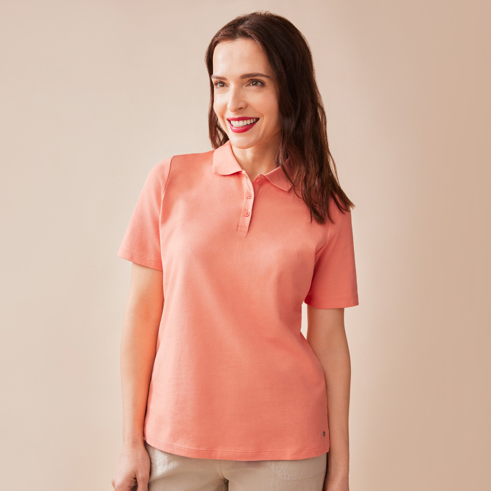 Solid Polo Tee Front View untucked