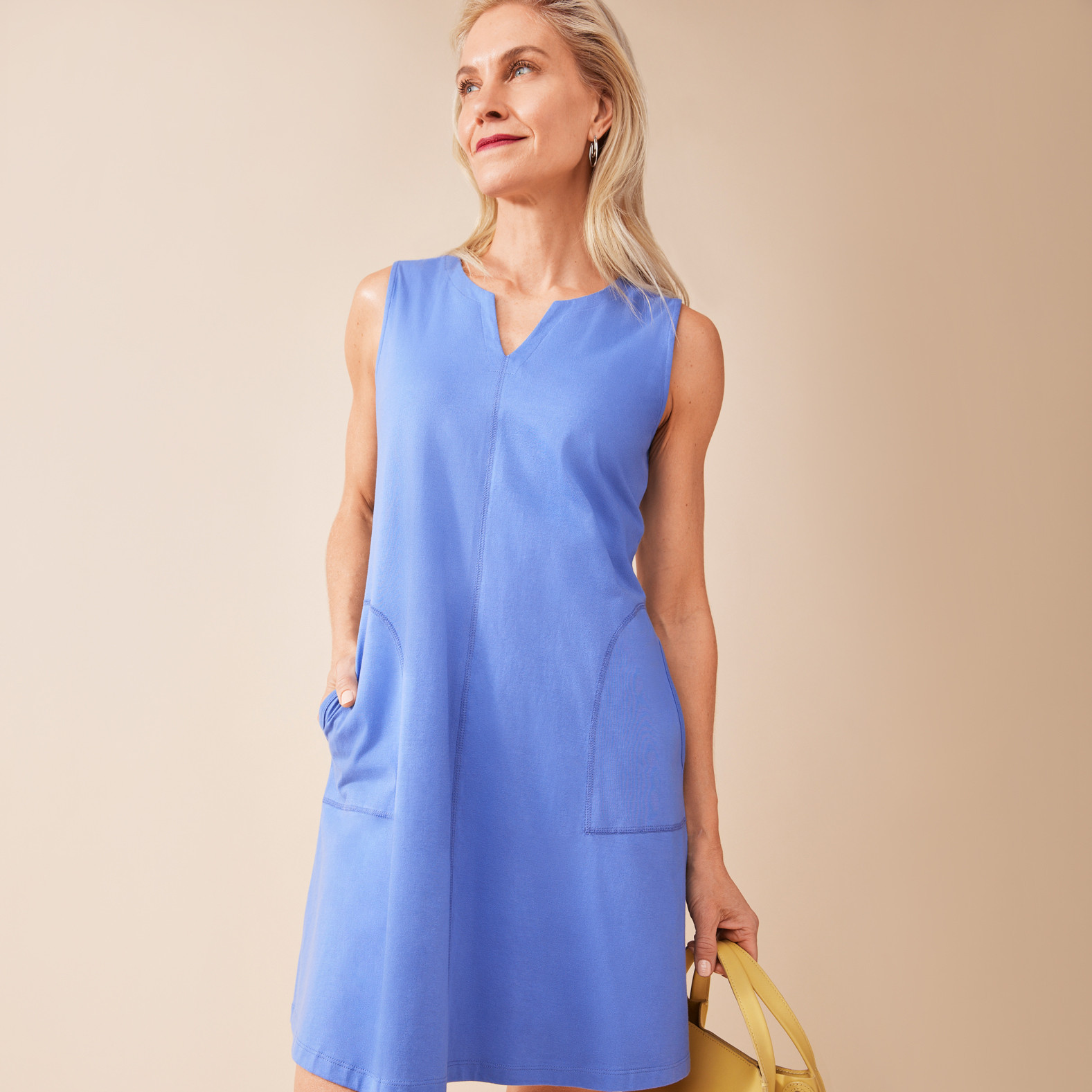 Cotton Sleeveless Dress Half Body Front View