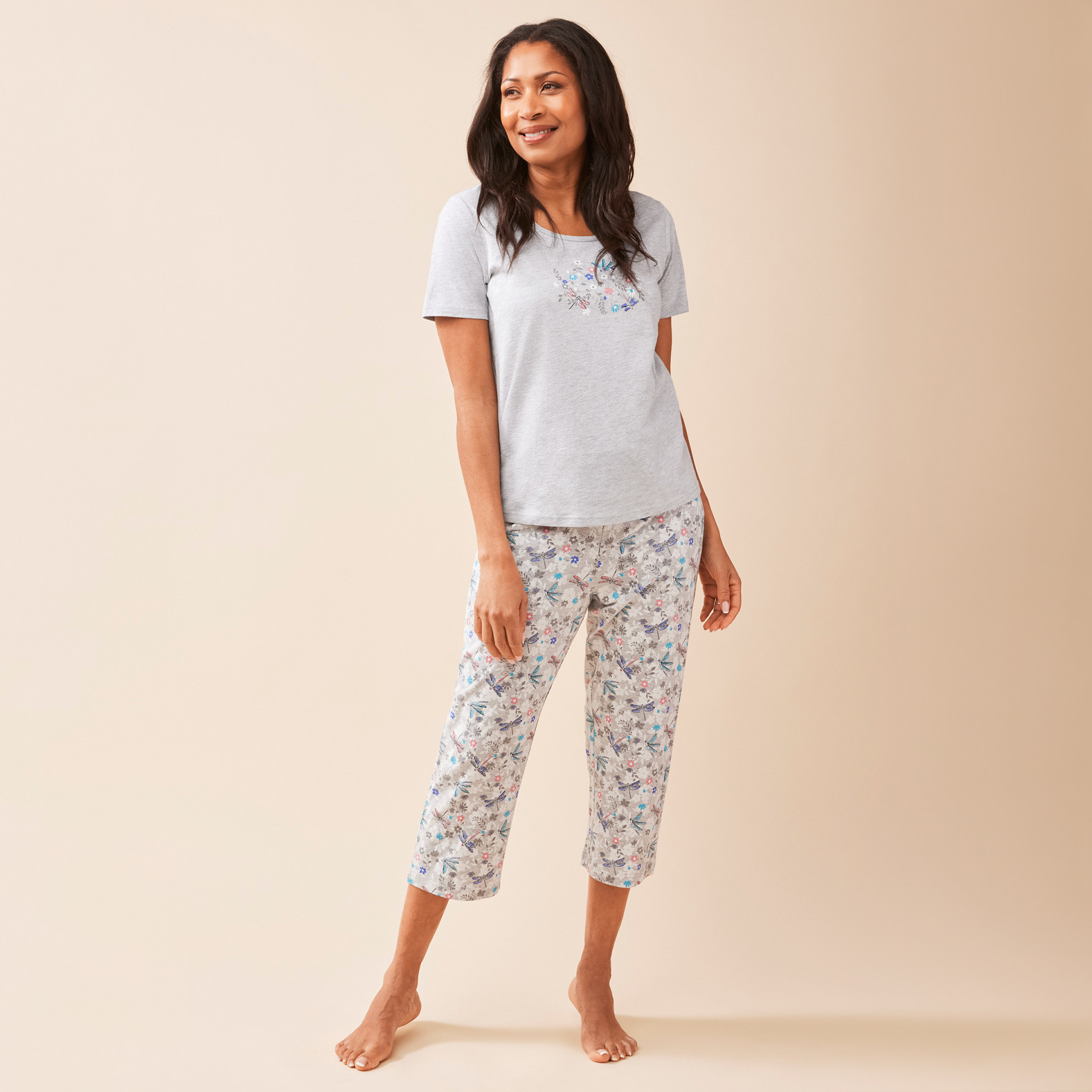 Dragon Fly Crop Pyjamas Full Body Front View