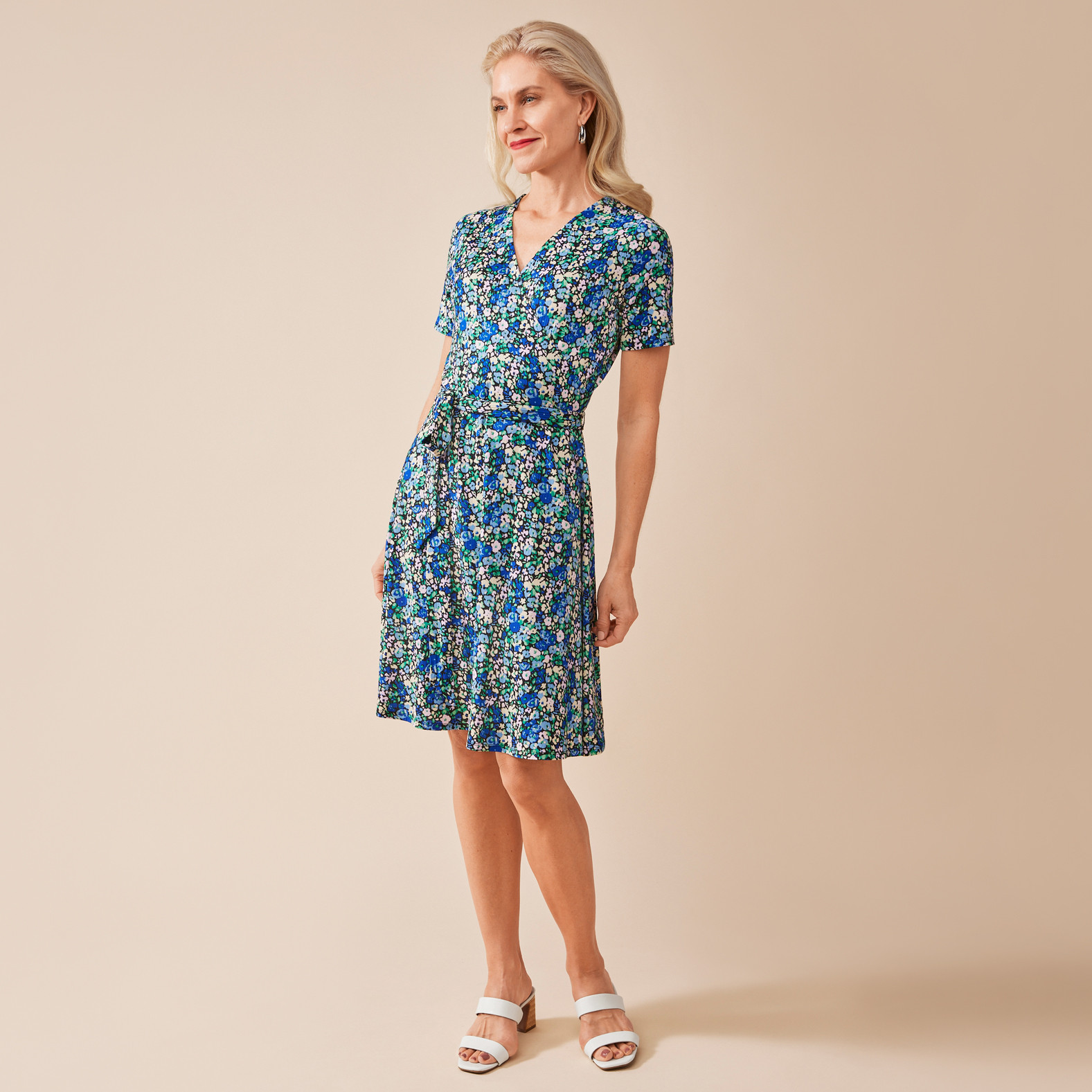 Floral Wrap Dress Full Body Front View