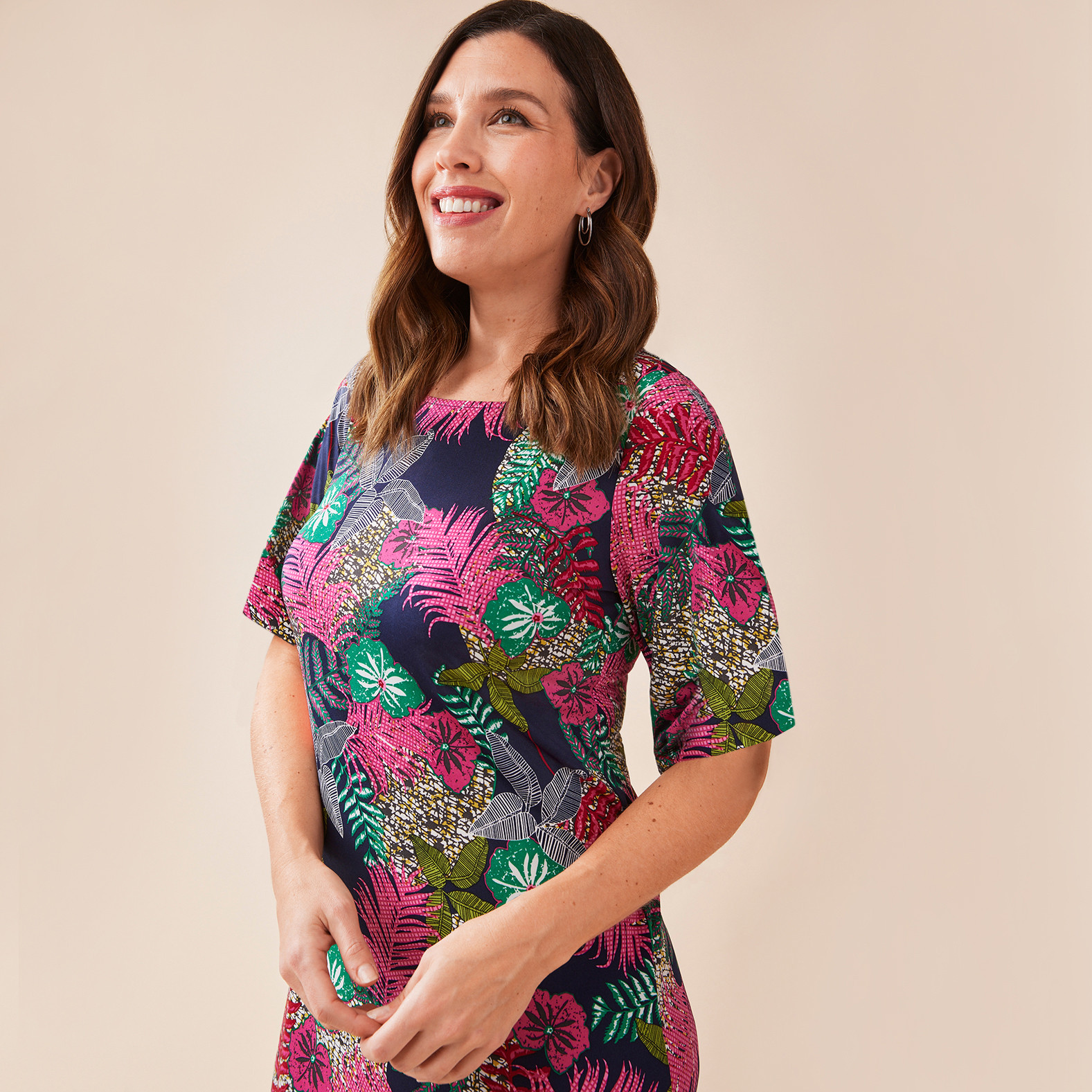 Flutter Sleeve Dress Half Body Front View