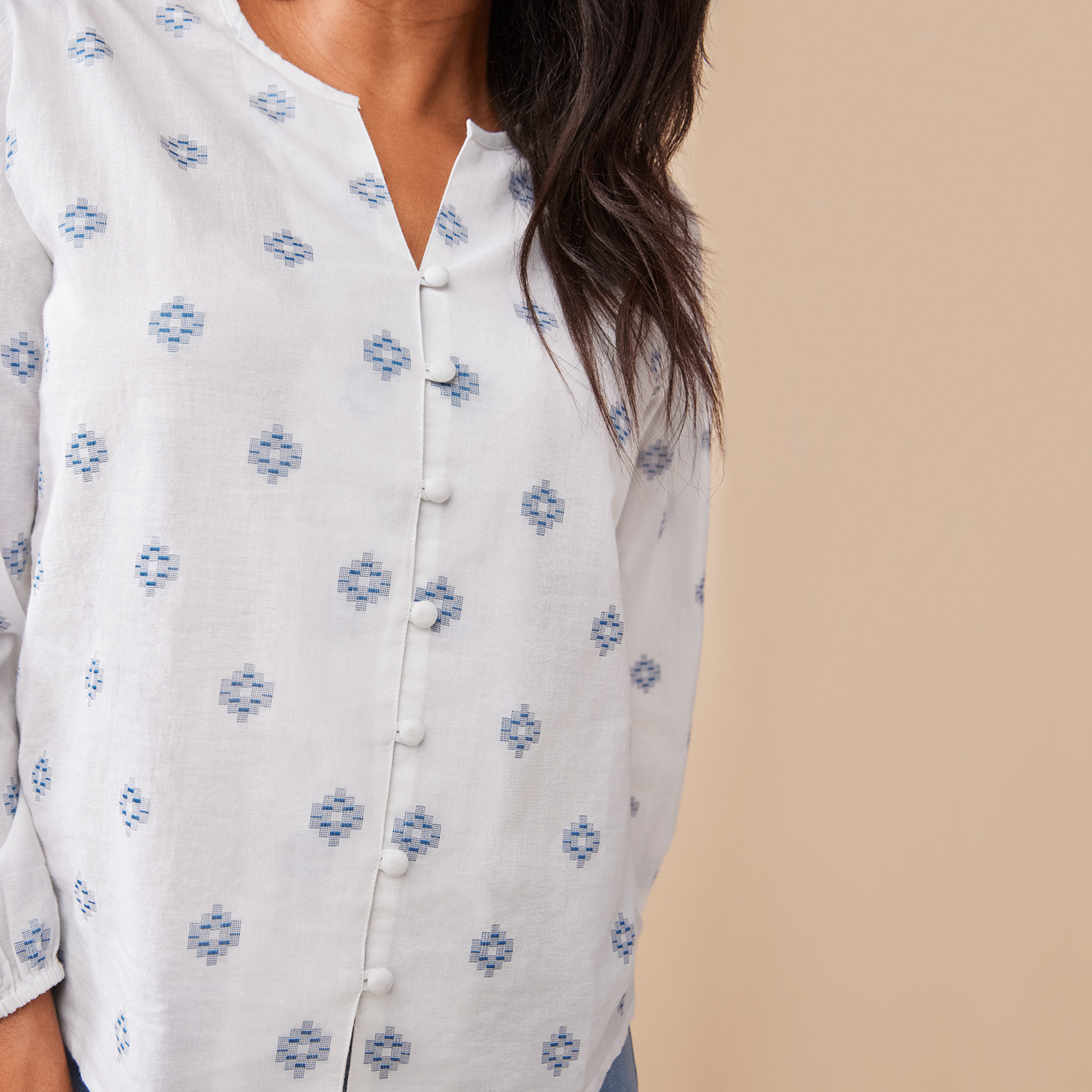 Long Sleeve Embroidered Shirt Close Up