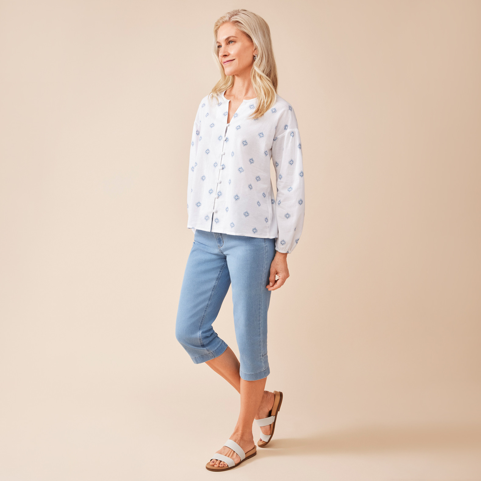 Long Sleeve Embroidered Shirt Full Body Front View