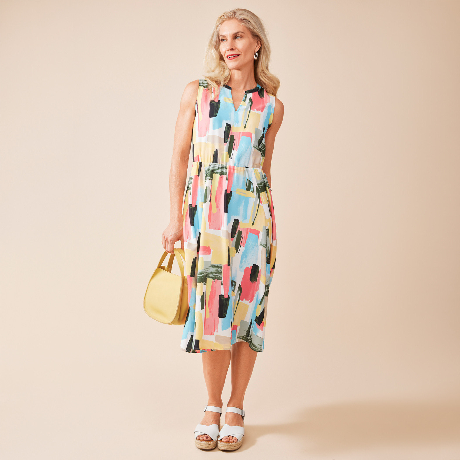 Colour Block Maxi Dress With Tie