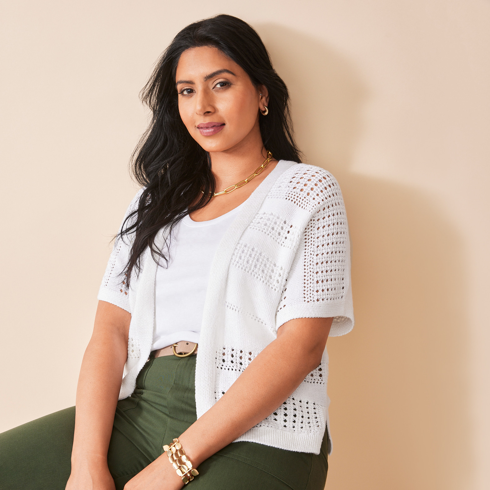 Pointelle Crop Cardigan