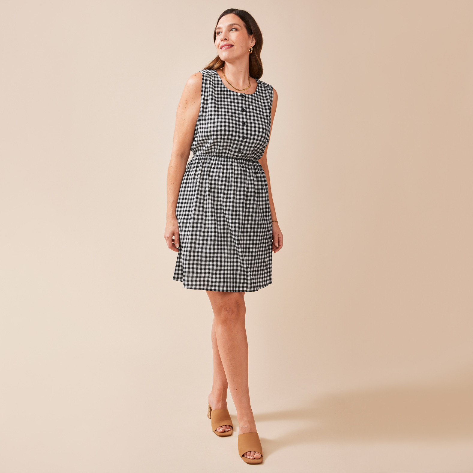 Sleeveless Checkered Dress Full Body