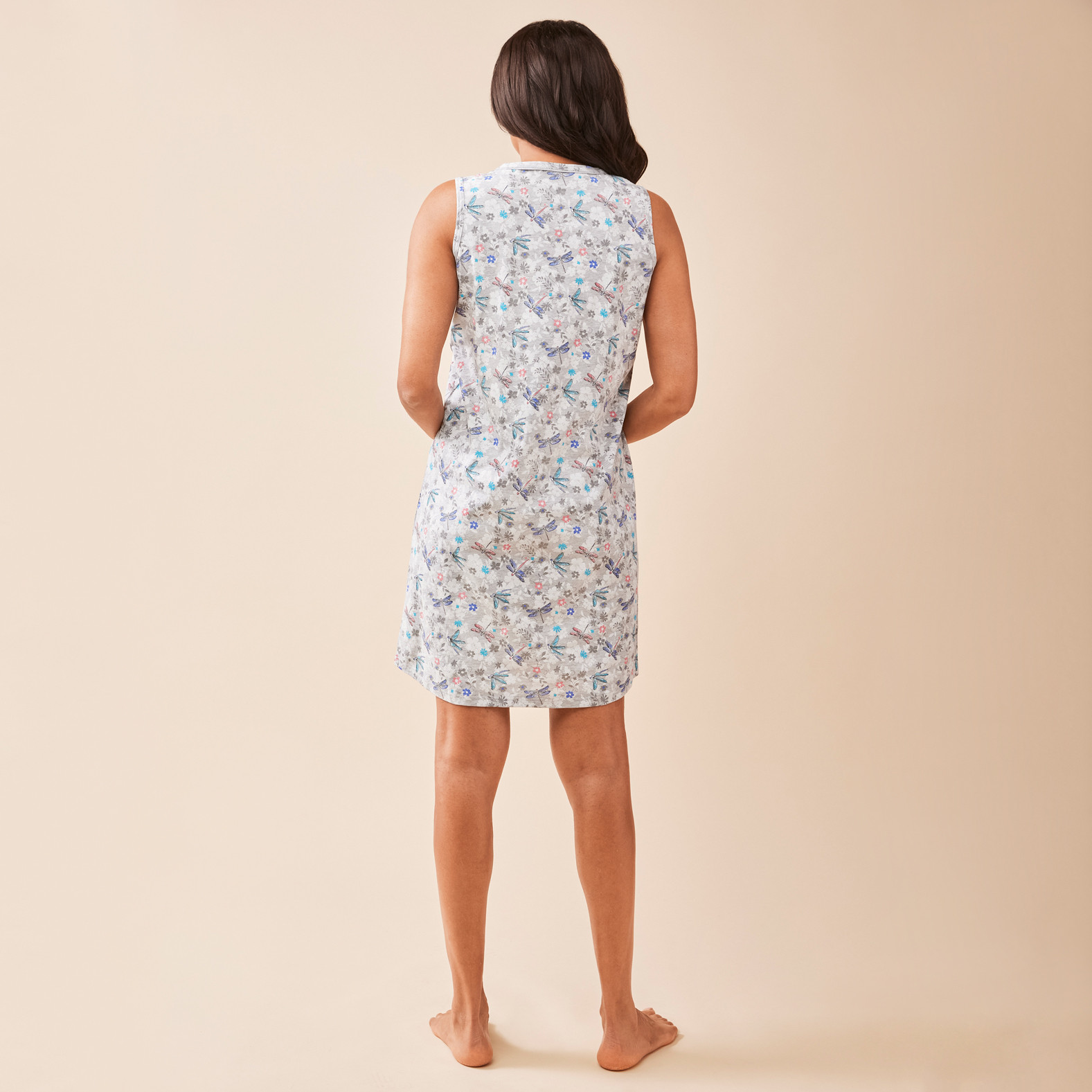 Sleeveless Dragon Fly Nightshirt Full Body Back View