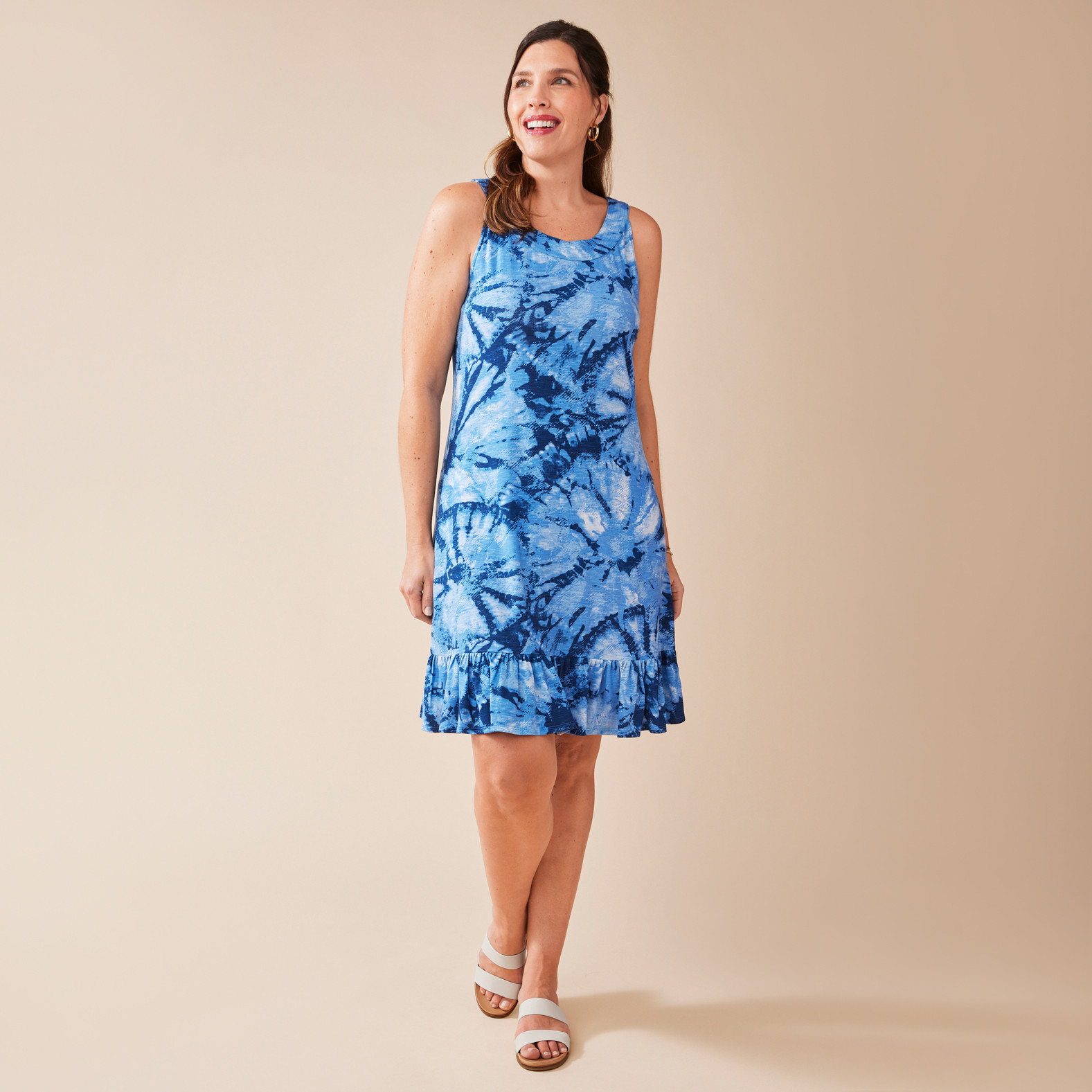 Sleeveless Tie-Dye Ruffled Dress