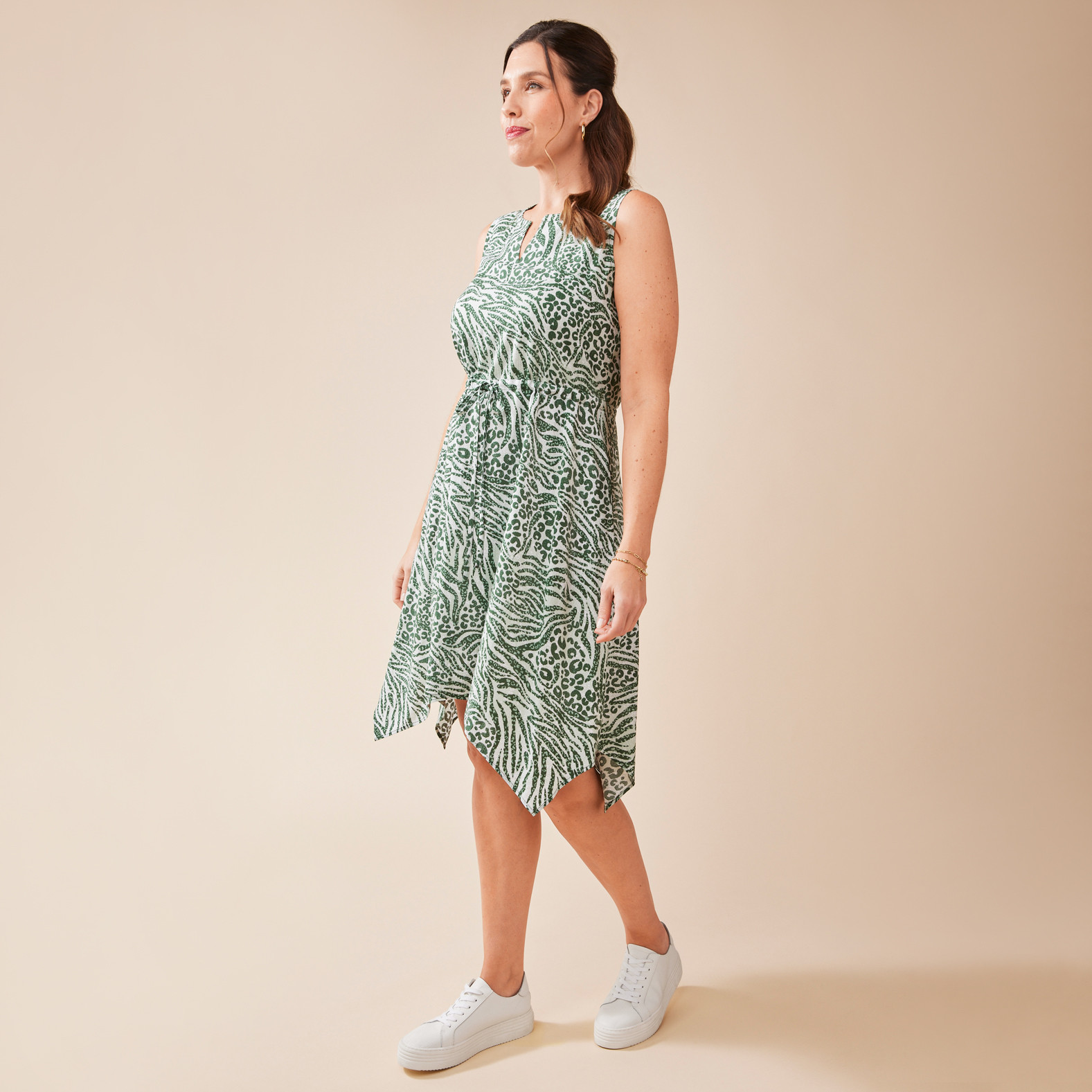 Sleeveless Sharkbite Dress Side View