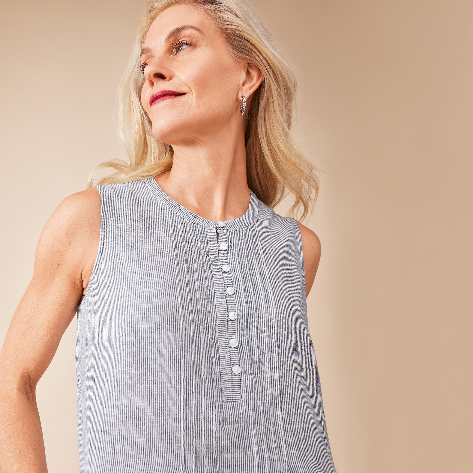 Sleeveless Striped Dress Close Up