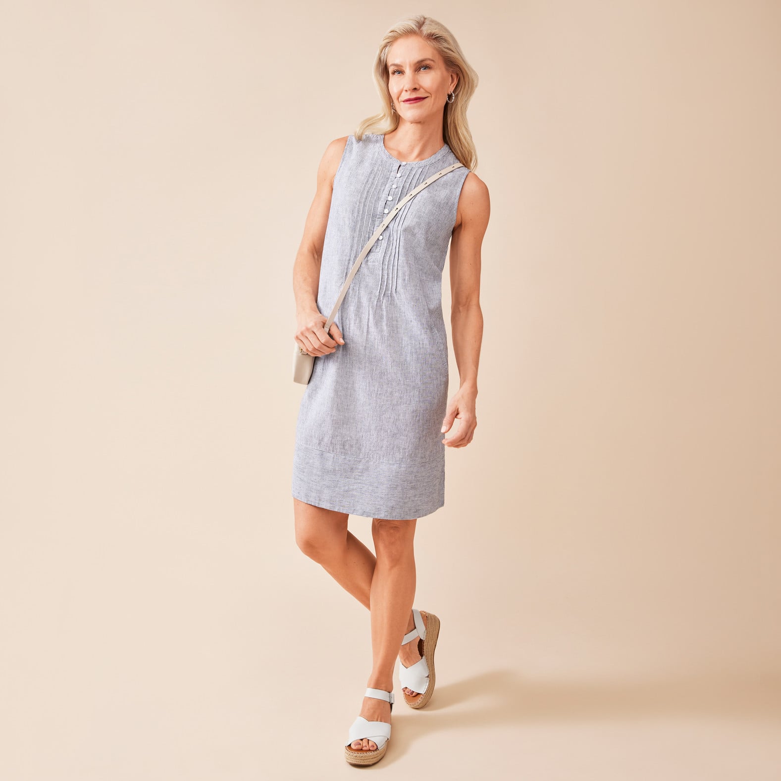 Sleeveless Striped Dress Full Body Front View