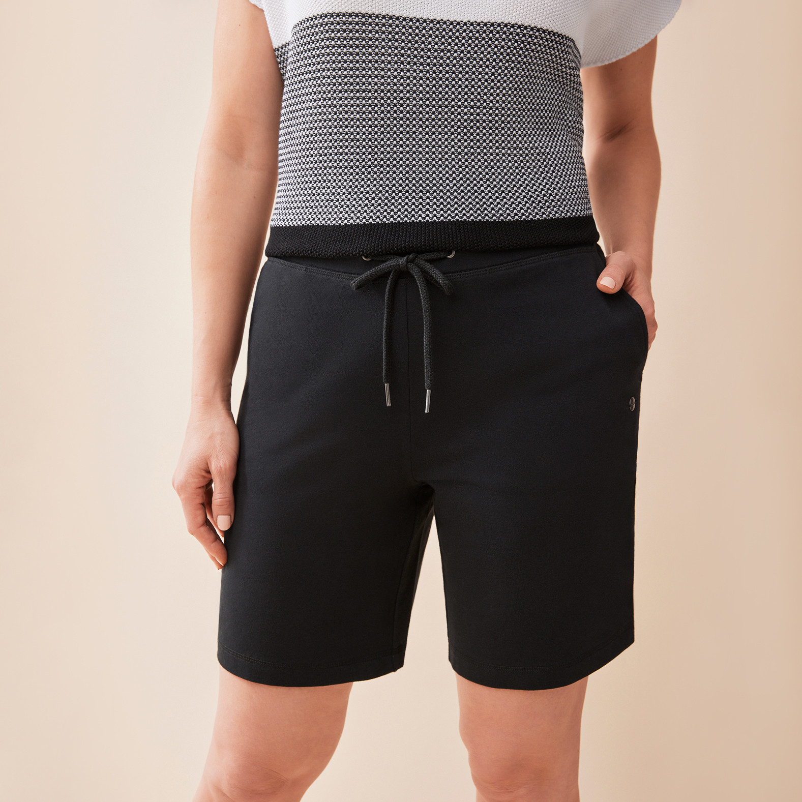 Solid Shorts Half Body Front View
