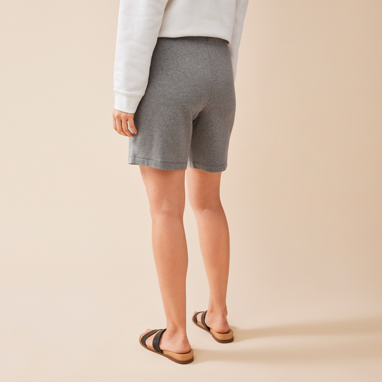Solid Shorts Half Body Back View