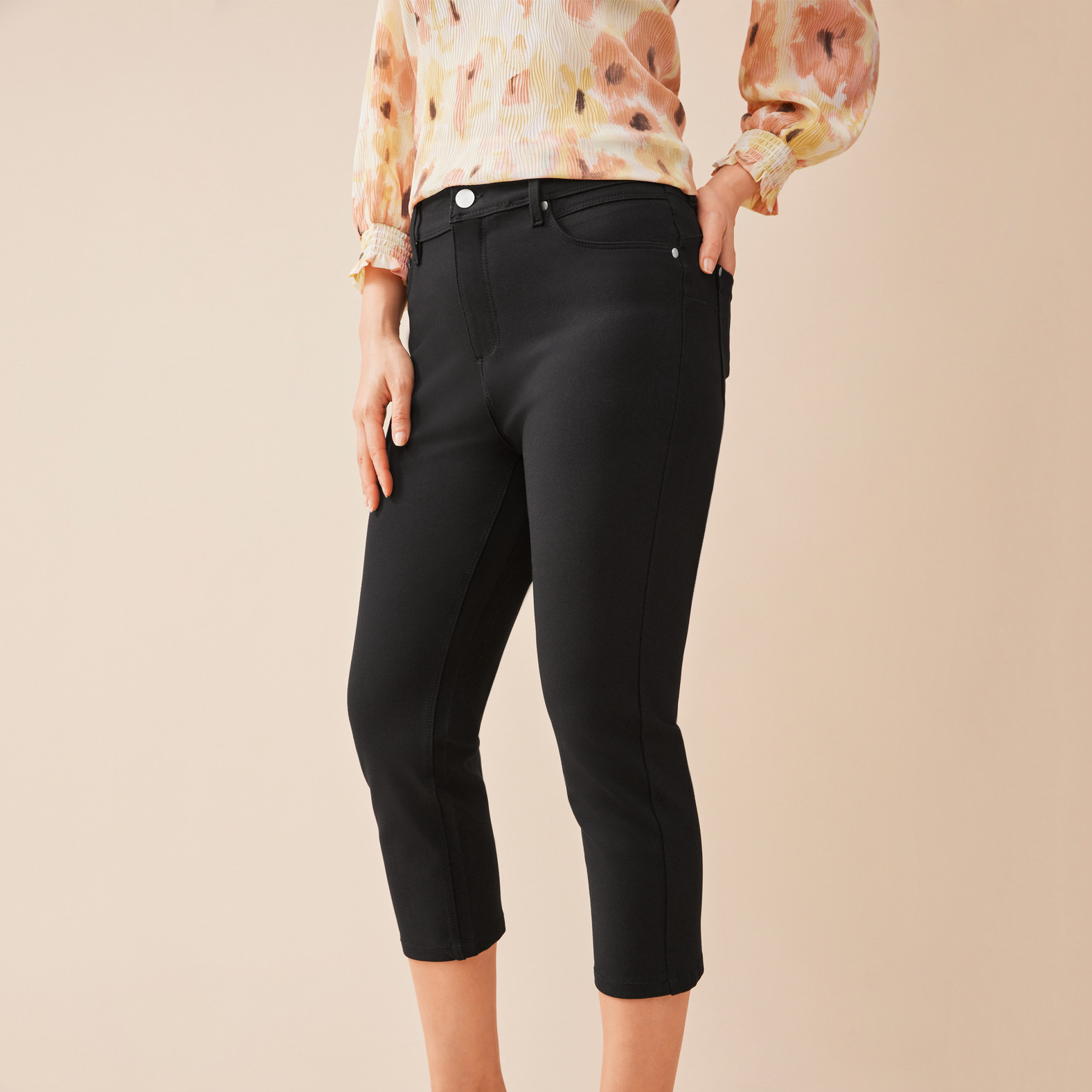 Spring Capri Pant Half Body Front View