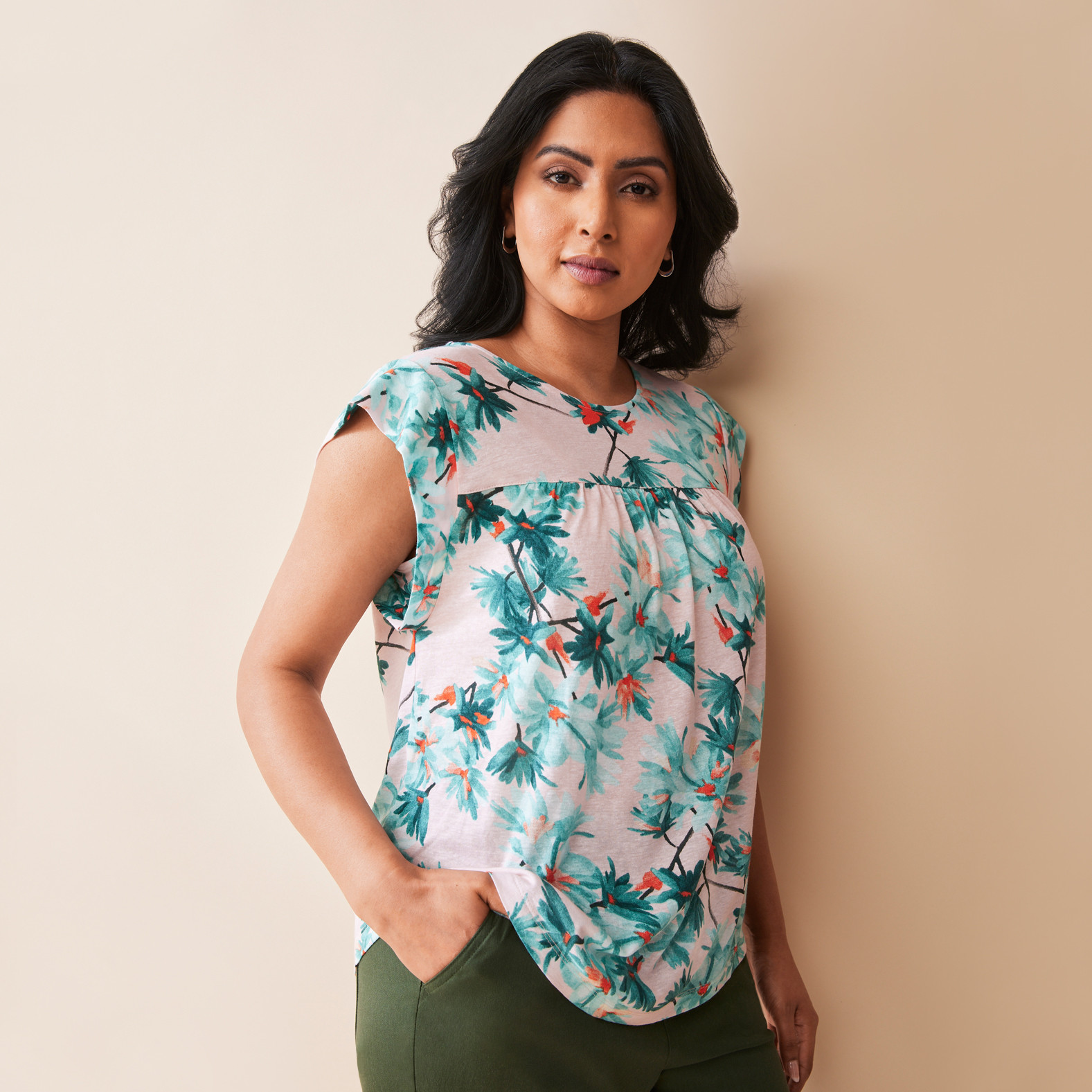 Capped Sleeve Printed Tee