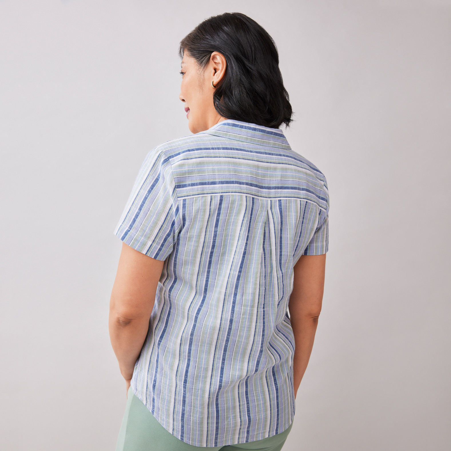 Striped Button Up Shirt Back View