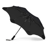 A black UV umbrella with a sleek design and a sturdy handle, featuring a logo on the canopy. A black UV umbrella with a sleek design and a sturdy handle, featuring a logo on the canopy.