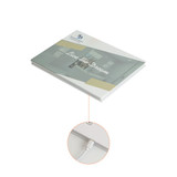 A 7-inch LCD video brochure with a white cable, featuring a sleek design and subtle colours. It includes a logo.