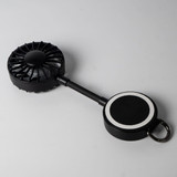 A black magnetic rechargeable fan featuring a Type C charging port, with a circular base for attachment.