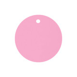 A drink bottle cover in a circular shape, featuring a pink colour and a hole for attaching.