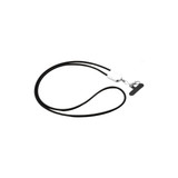 A black lanyard with a white connector and a clip at one end, designed for holding various items.