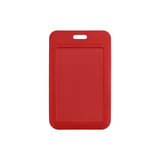 A red ABS single side ID card holder with a top handle and a simple, flat design.