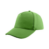 A green PU leather baseball cap with a structured design and a curved brim, featuring a logo on the front.