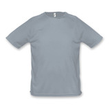 Sporty men's T-shirt in light grey featuring a simple design and a logo on the label.