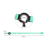 A drink bottle lanyard in teal, featuring an adjustable fastening mechanism and a measuring scale.